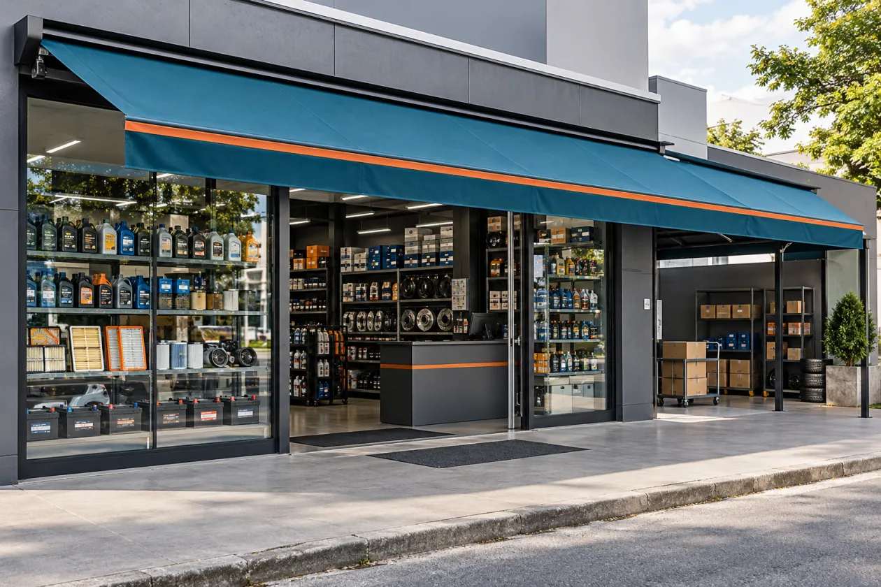 Toldo para Loja de Autopeças Proteção para Fachada, Balcão e Retirada Toldos Decor Home