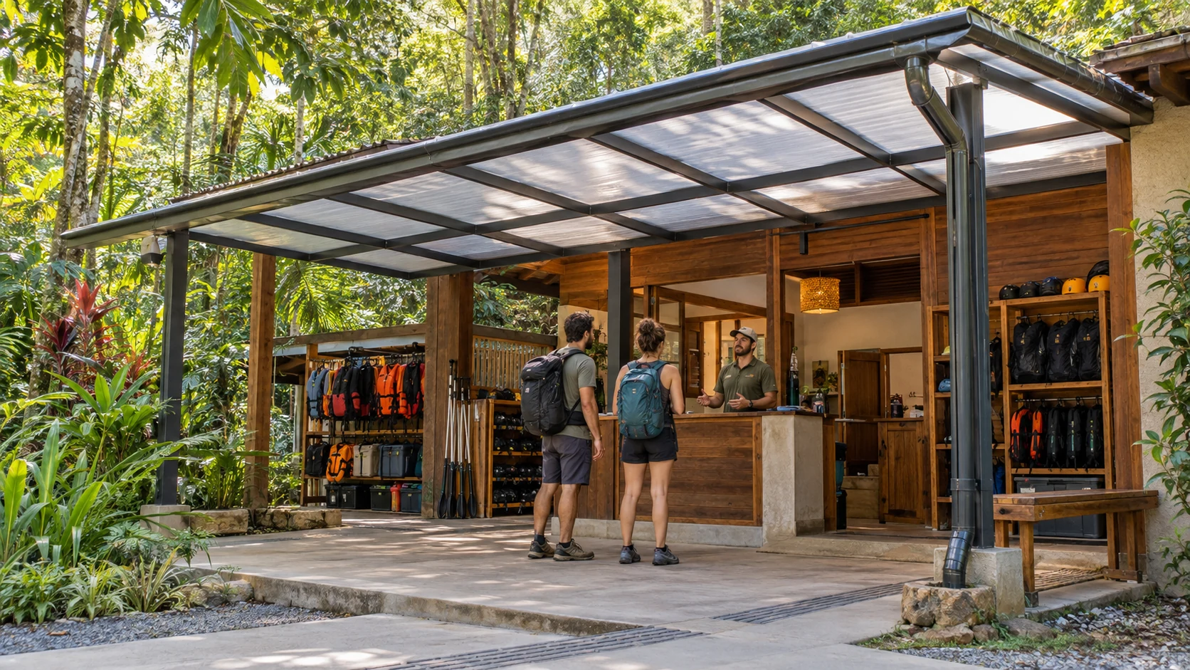 Cobertura moderna em receptivo de ecoturismo no Litoral Norte de São Paulo
