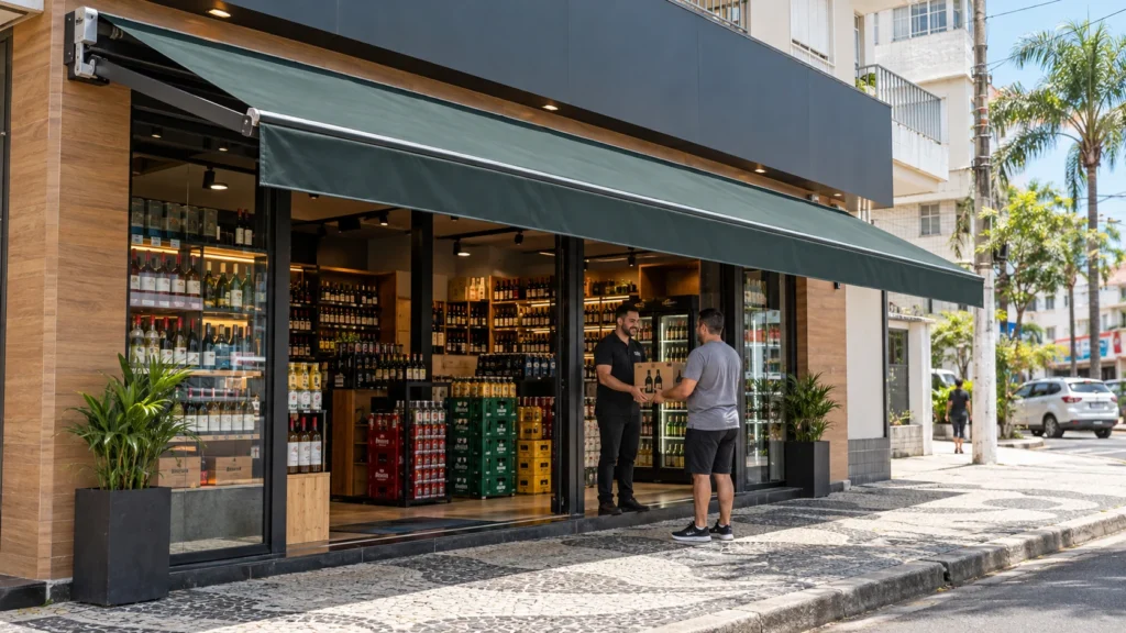 Toldo para Adega e Distribuidora de Bebidas na Baixada Santista Toldo retrátil em adega e distribuidora de bebidas na Baixada Santista